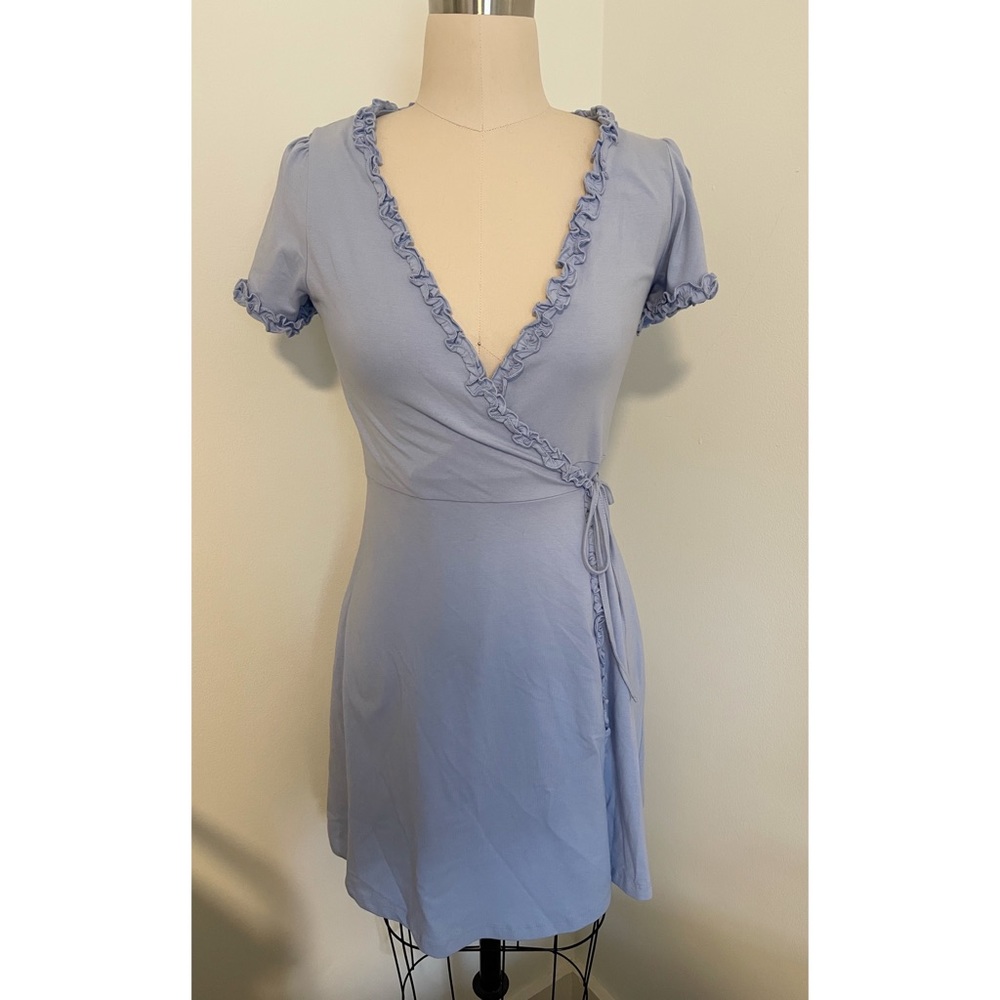 Forever 21 Periwinkle knit wrap dress with ruffle NWT